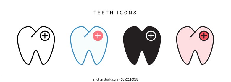 teeth icon vector with different style design. isolated on white background