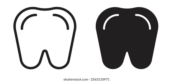 Teeth icons in black line and filled versions