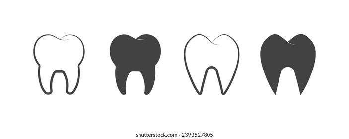 Teeth icons. Flat, gray, teeth for design. Vector icons