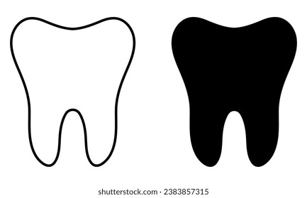 Teeth icons in flat and line art style. Vector illustration isolated on white background
