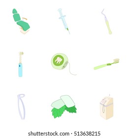 Teeth icons set. Cartoon illustration of 9 teeth vector icons for web