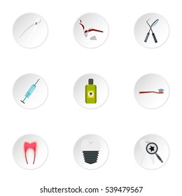 Teeth icons set. Flat illustration of 9 teeth vector icons for web