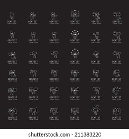 Teeth Icons Set - Isolated On Black Background - Vector Illustration, Graphic Design Editable For Your Design 