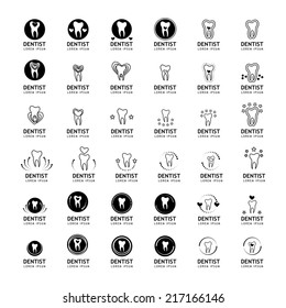 Teeth Icons Set - Isolated On White Background - Vector Illustration, Graphic Design Editable For Your Design  