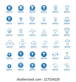 Teeth Icons Set - Isolated On White Background - Vector Illustration, Graphic Design Editable For Your Design  