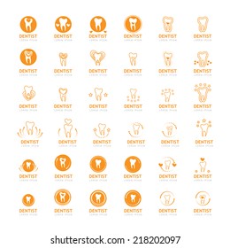 Teeth Icons Set - Isolated On White Background - Vector Illustration, Graphic Design Editable For Your Design  