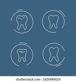 Teeth icons set. Linear icons of teeth. Dentistry Oral care. Vector.