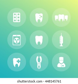 Teeth icons set, stomatology, dental clinic, toothache, vector illustration