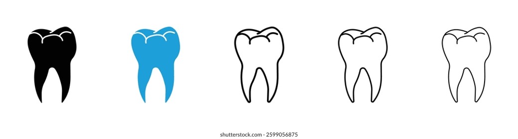 Teeth icons vector illustrations in black and blue colors for web and ui designs