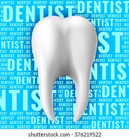 Teeth illustration on text background