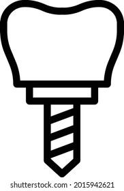 teeth implant vector thin line icon