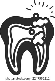 Teeth infection icon, cavity icon black vector