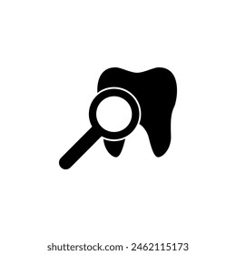 Teeth Inspection with Magnifying Glass flat vector icon. Simple solid symbol isolated on white background. Teeth Inspection with Magnifying Glass sign design template for web mobile UI element