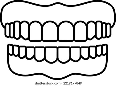 Teeth jaw Concept, Lower and Upper Jaw with Gum Line vector outline icon Design, Organ System Symbol, Human Anatomy Sign, Human Body Part Stock illustration