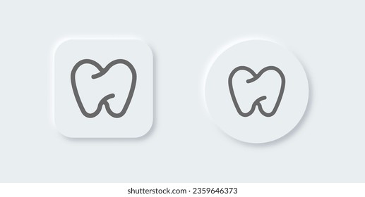 Teeth line icon in neomorphic design style. Dentist signs vector illustration.