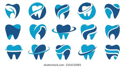 Teeth logo collection. Set of dental tooth icon. Logo for dent clinic