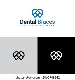 Teeth logo dental braces logo design concept  dental care logo template