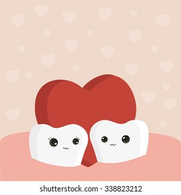 Teeth in Love.
Cute vector illustration