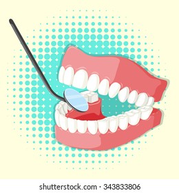 Teeth model and mirror illustration