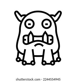 teeth monster alien line icon vector. teeth monster alien sign. isolated contour symbol black illustration