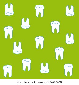Teeth on green background. Vector illustration.