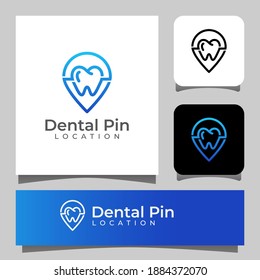 teeth with pin location for dental clinic line art logo