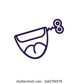 Teeth practical joke over white background, line style icon, vector illustration