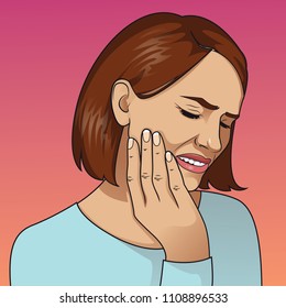 Problema De Los Dientes. Las Mujeres Sienten Dolor Diente.