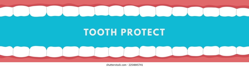 Teeth protect concept. Dental oral health. Oral hygiene. Flat vector isolated illustration