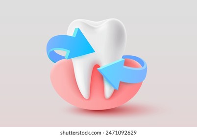 Teeth with protection, arrows around the tooth. Vector illustration