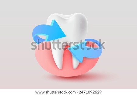 Teeth with protection, arrows around the tooth. Vector illustration
