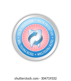 Teeth protection badge placed on white background