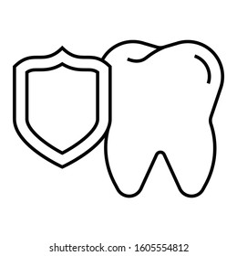 Teeth Protection Concept, Dental Insurance Policy Vector Icon Sign Design Concept