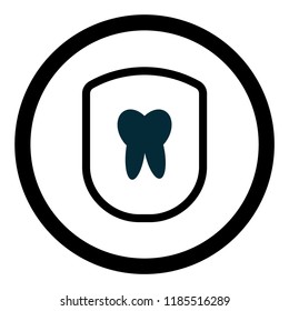 Teeth protection glyph icon. Tooth inside shield. vector illustration