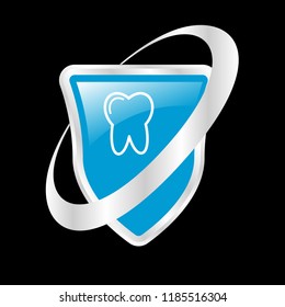 Teeth protection glyph icon. Tooth inside shield. vector illustration