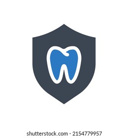 Icono de glifo vectorial relacionado con la protección de dientes. Signo de protección de dientes. Aislado en fondo blanco