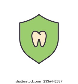 Teeth Protection Related Vector Icon. Teeth Protection sign. Isolated on White Background