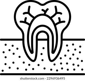 Teeth with pulp visible blood Vessels concept, The Anatomy of a Tooth vector icon design, Dentistry symbol,Health Care sign, Dental instrument stock illustration 