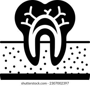 Teeth with pulp visible blood Vessels concept, The Anatomy of a Tooth vector icon design, odontology symbol, oral medicine sign, Dental instrument stock illustration