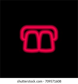 Teeth red glowing neon ui ux icon. Glowing sign logo vector