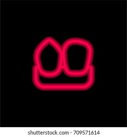 Teeth red glowing neon ui ux icon. Glowing sign logo vector