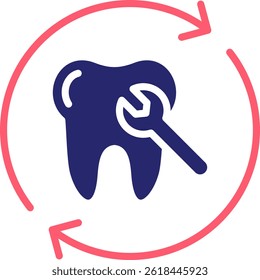 Teeth Restoration Icon Fill Vector Illustration