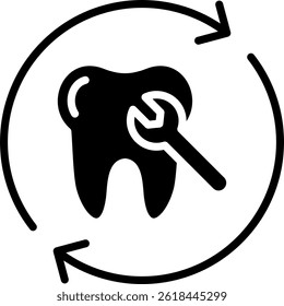 Teeth Restoration Icon Glyph Vector Illustration