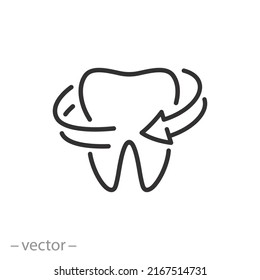 teeth safety icon, dental protection, thin line symbol on white background - editable stroke vector illustration