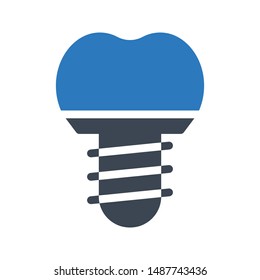 teeth screw glyph colour vector icon