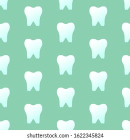 Teeth seamless pattern. White teeth on a  blue background. 
Vertical direction of elements from bottom to top.