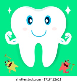 teeth set. Cute tooth characters. Dental personage vector illustration. Dental concept for your design. Oral hygiene, teeth cleaning. 