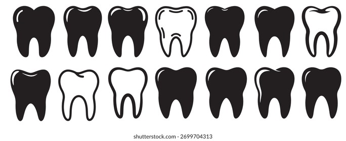 teeth silhouette white background vector