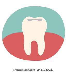Teeth single 16 cute on a white background, vector illustration.