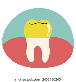 Dientes individuales 17 lindos sobre un fondo blanco, Ilustración vectorial.